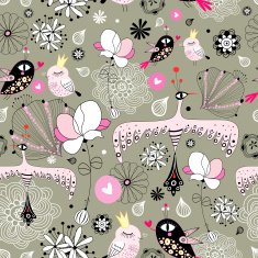 Flower texture with birds N5