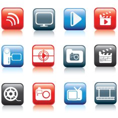 Photo and multimedia icon set N2