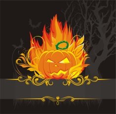 pumpkin on fire halloween frame
