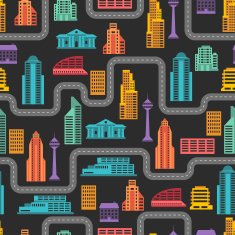 Cityscape seamless pattern with buildings N4