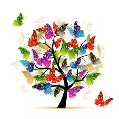 Art tree with butterflies for your design N2