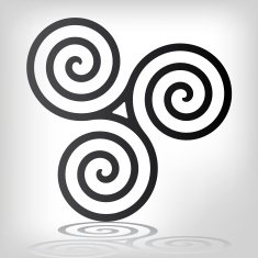 Triple celtic spiral design in black colors Grey background N2