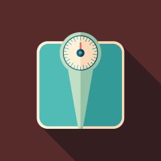 Retro bathroom scales flat square icon with long shadows