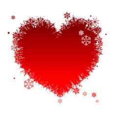 I like winter! Heart shape of snowflakes N2