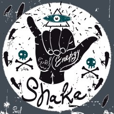 Vintage Label Shaka Style Typography vector Elements