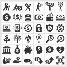 Dollar Finance & Money black and white vector icon set N2