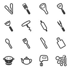 Kitchen utensils icons N10