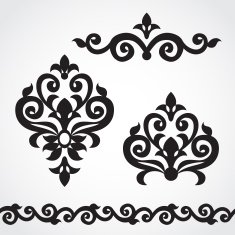 Vector set with classical ornament in Victorian style N6