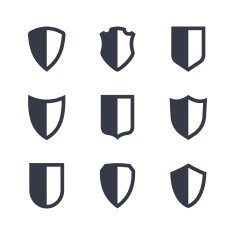 Shield frames simple icons set N3
