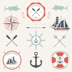 Set of sea signs and labels N7