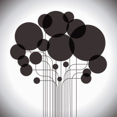circles and lines form the shape of an abstract tre N2