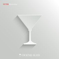 Cocktail glass icon - vector white app button N2