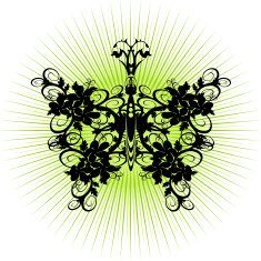 vintage flowers butterfly N2