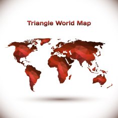 World map illustrated in red geometric triangles N2