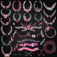 Vector Collection of Chalkboard Valentine&#039;s Day or Wedding Laurels N2