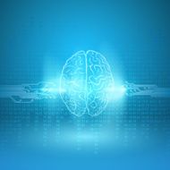 Digital brain on blue background N9
