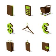 green 3D icon set 06