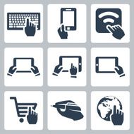 Vector hands and technology icons set N2