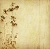 chinese bamboo trees with texture of handmade paper