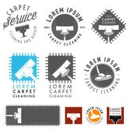 Set of retro carpet cleaning labels emblems and design elements