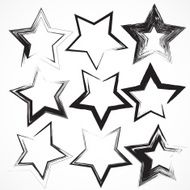 Vector set of grunge star brush strokes