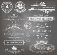 holiday labels on blackboard