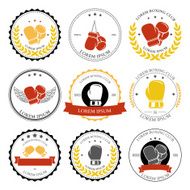 Boxing labels and badges set Vector N2