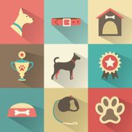 Retro dog icons set Vector illustration for web mobile