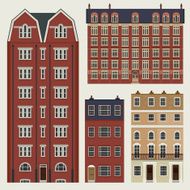 Buildings set with english classic terrace houses N2
