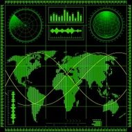 Radar screen with world map N5