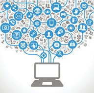 social media network background with icons vector N10