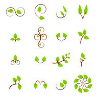 Set of green leaves design elements N2