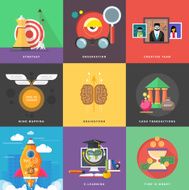 Icons for cash transactions headwork strategy start up N2