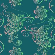 Seamless pattern of peacocks