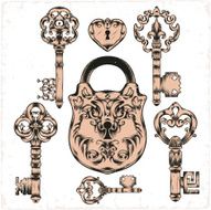 antique keys and lock