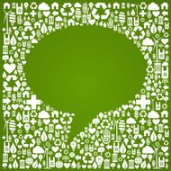Social media bubble shape over eco icons background