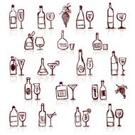 Set of alcohol's bottles and wineglasses N2