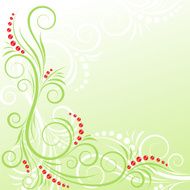 Green floral design with berries