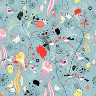 Floral Design with Birds N6
