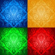 seamless floral pattern in four colors