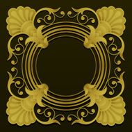 Golden ornamental border on dark background