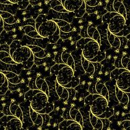 yellow flowers ornament on black background (wallpaper) N2