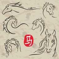 Horses symbols collection Chinese zodiac 2014