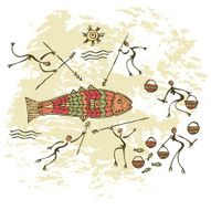 Prehistoric Cave Painting Fishing