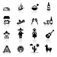 Icons set Mexican culture and cuisine