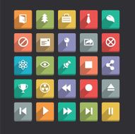 Trendy Vector Icons With Long Shadow Set 8