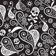 seamless with flowers and skulls N2