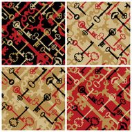 Skeleton Keys Pattern in Black Red and Gold