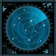 Blue radar screen with planes