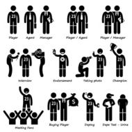 Sportsman Sport Player Management Stick Figure Pictogram Icons